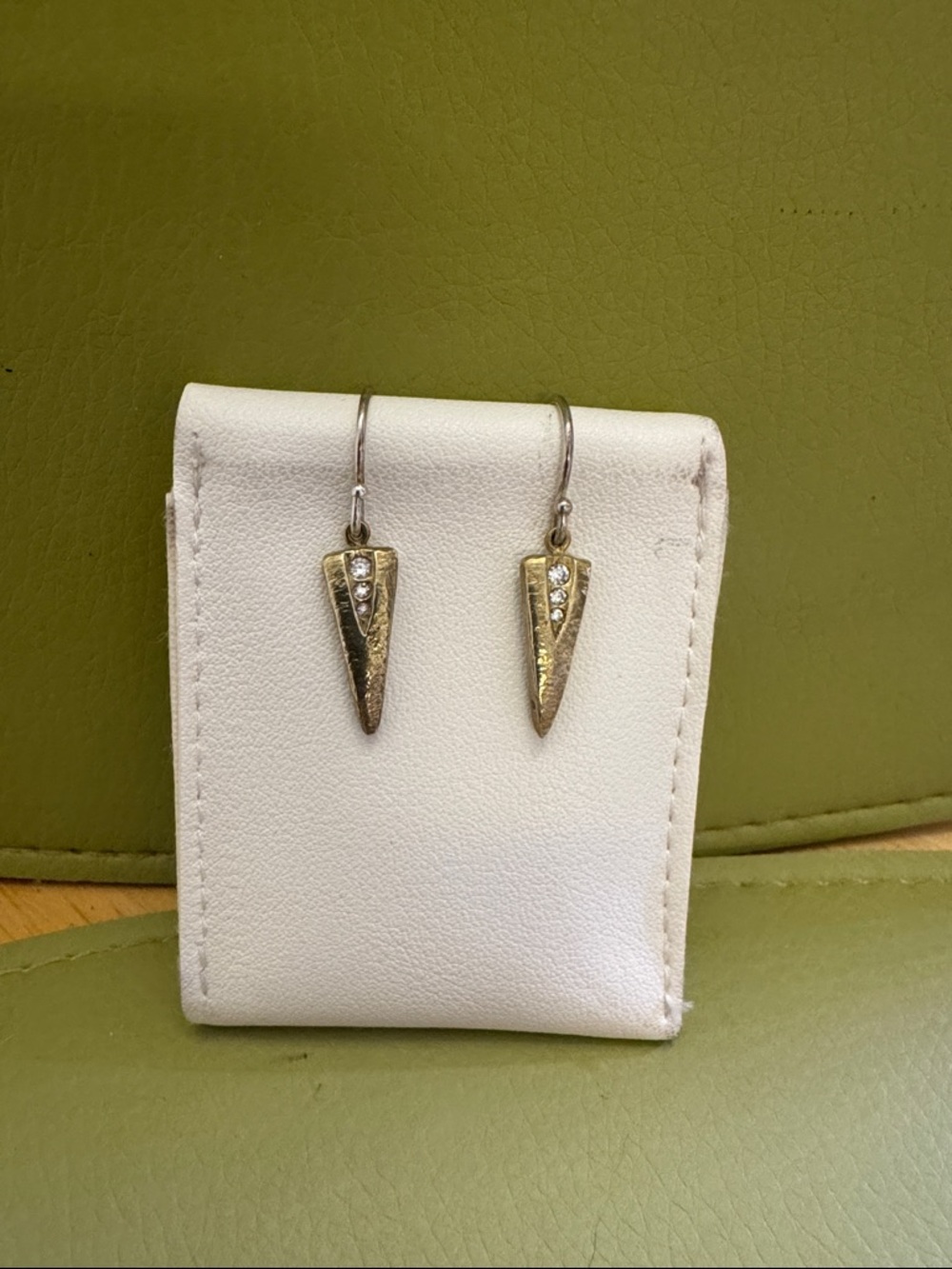 Silpada Gold-tone and Silver Spike Drop Earrings with Crystal Accents